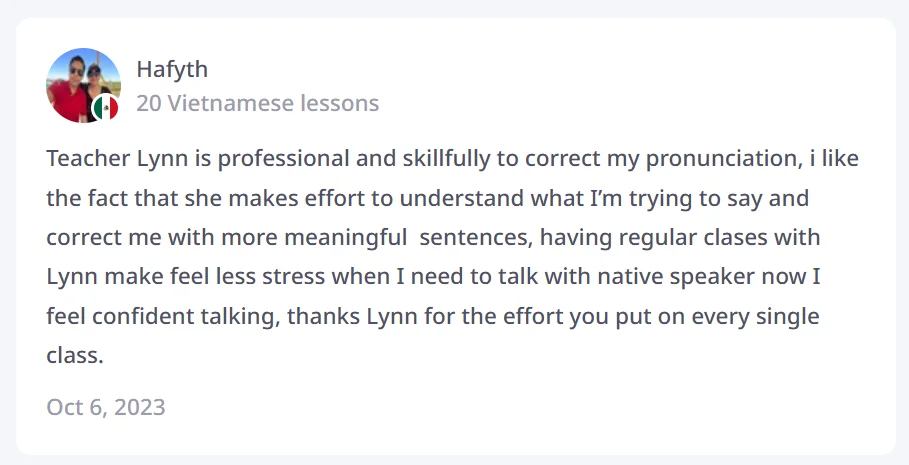 Student review from Hafyth