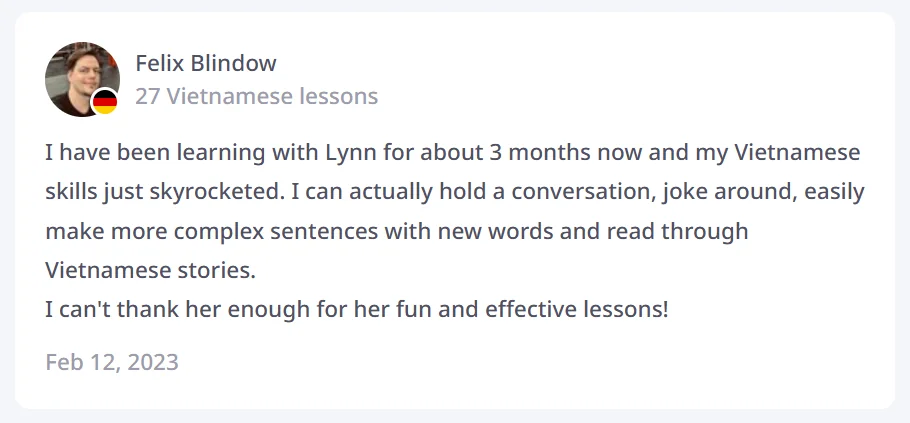 Student review from Felix